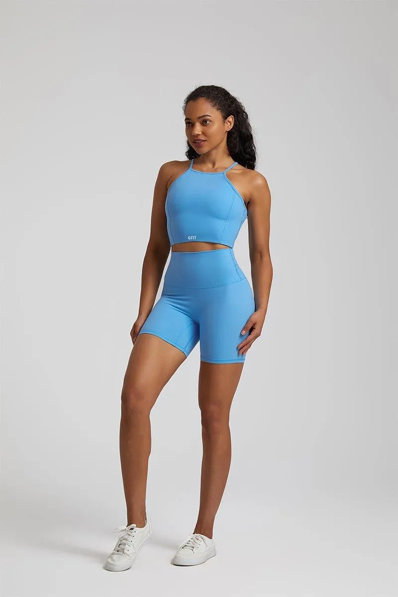 Women's High-Waist Shorts Set with Spaghetti Strap Vest - GFIT 2.0 Activewear