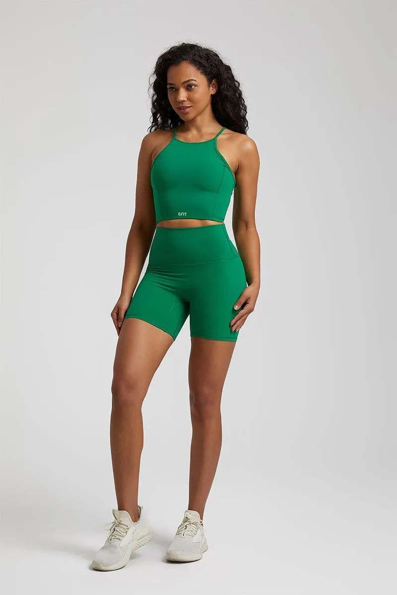 Women's High-Waist Shorts Set with Spaghetti Strap Vest - GFIT 2.0 Activewear