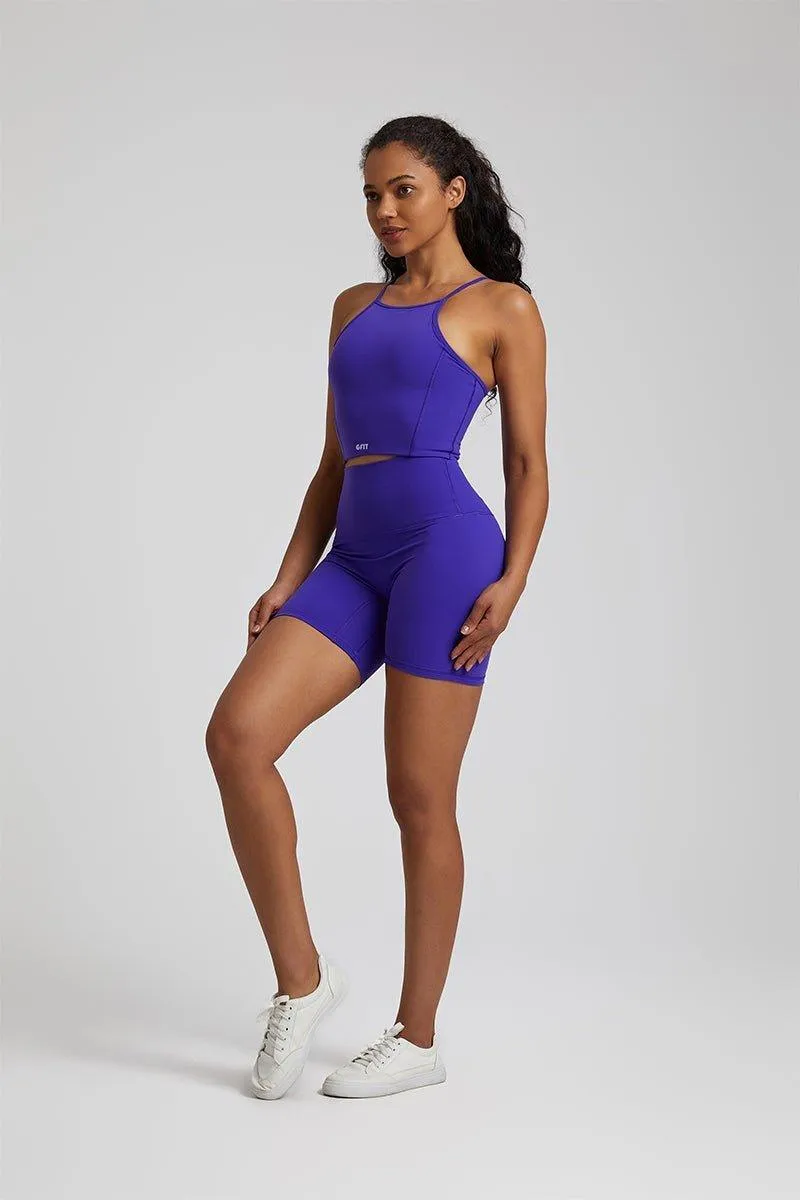 Women's High-Waist Shorts Set with Spaghetti Strap Vest - GFIT 2.0 Activewear