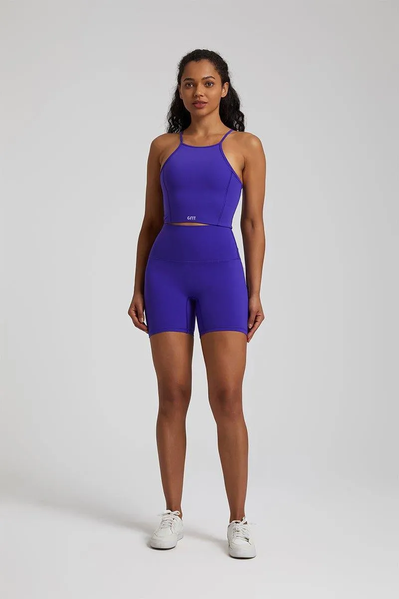 Women's High-Waist Shorts Set with Spaghetti Strap Vest - GFIT 2.0 Activewear