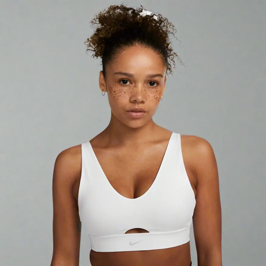 Womens Indy Plunge Cutout Medium-Support Padded Sports Bra - White