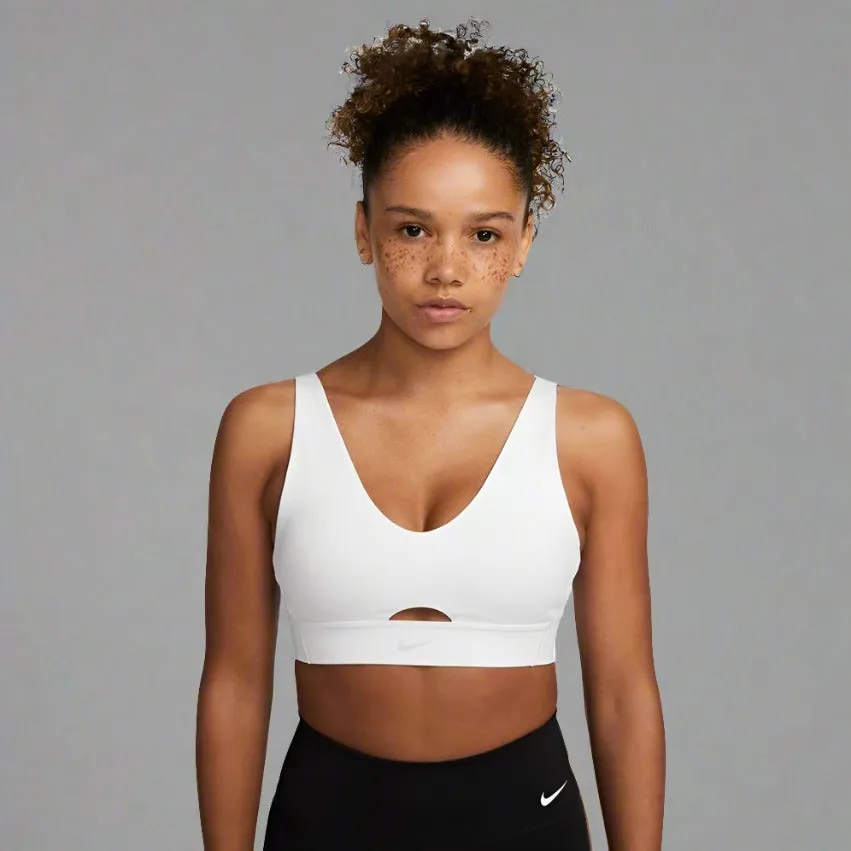 Womens Indy Plunge Cutout Medium-Support Padded Sports Bra - White