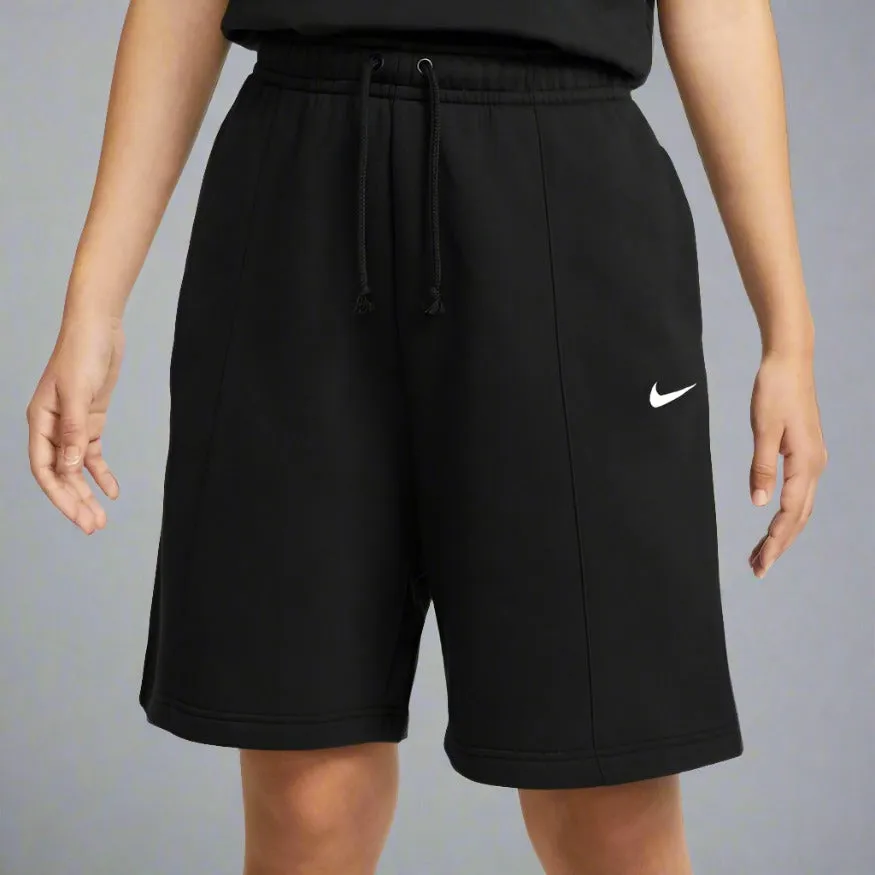 Womens Sportswear Essential Fleece High-Rise Shorts - Black